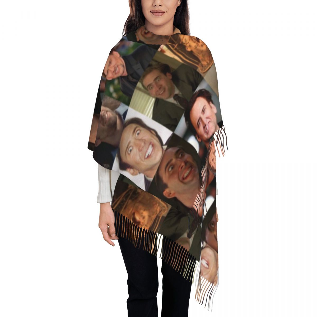Pashmina Wrap Large - Nicolas Cage drôle visage Meme châle