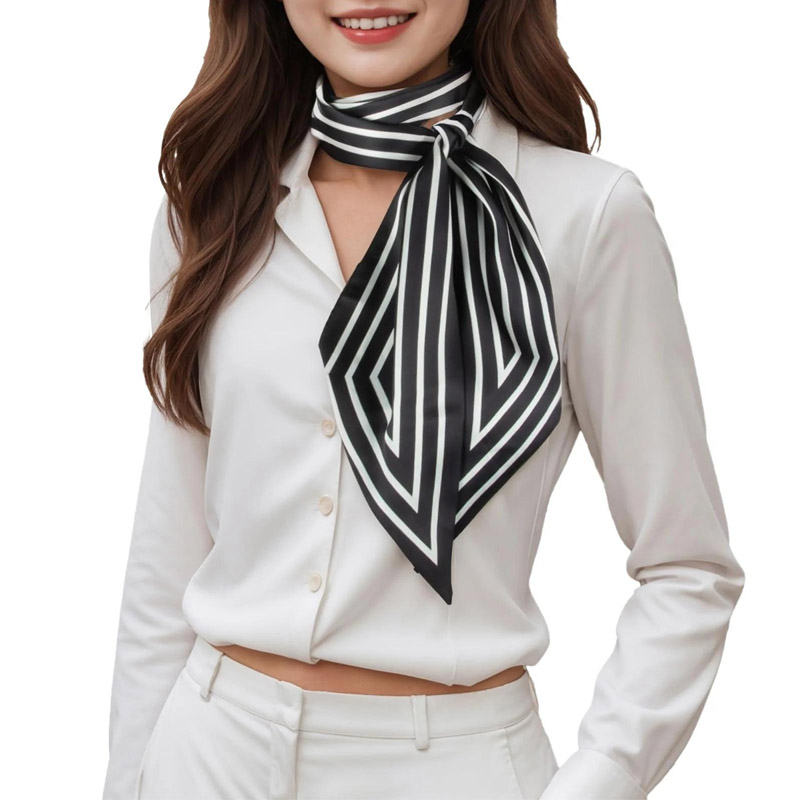 Ascot Neck Scarf - Mode rayures cheveux ruban écharpe femmes
